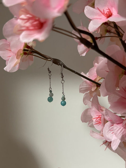 Boucles d’oreilles Amazonite AC Inoxydable Doré