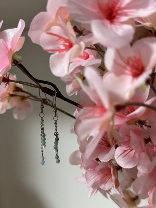 Boucles d’oreilles Amazonite AC Inoxydable Argenté