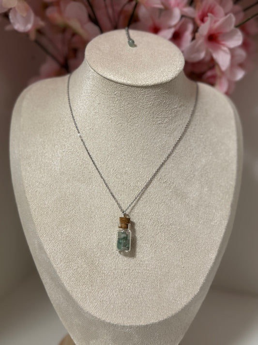 Collier féerique Aventurine Verte AC Inoxydable argenté