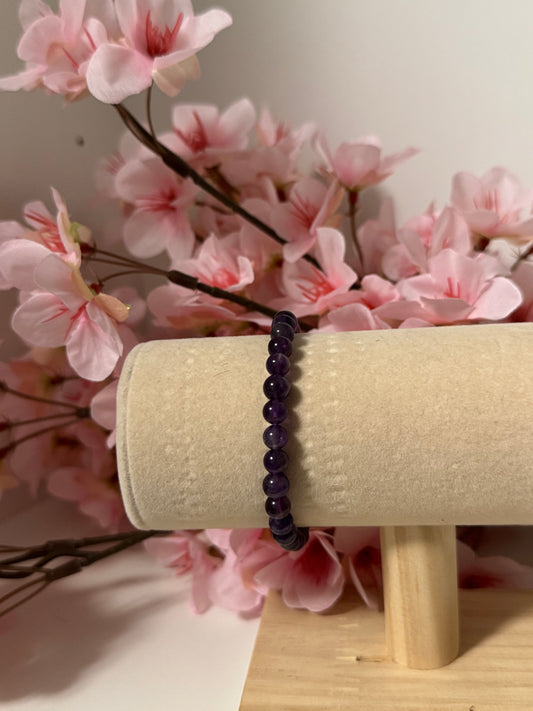 Bracelet Améthyste 6mm Élastique
