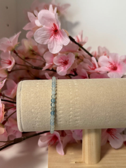Bracelet Aigue-Marine 4mm Élastique