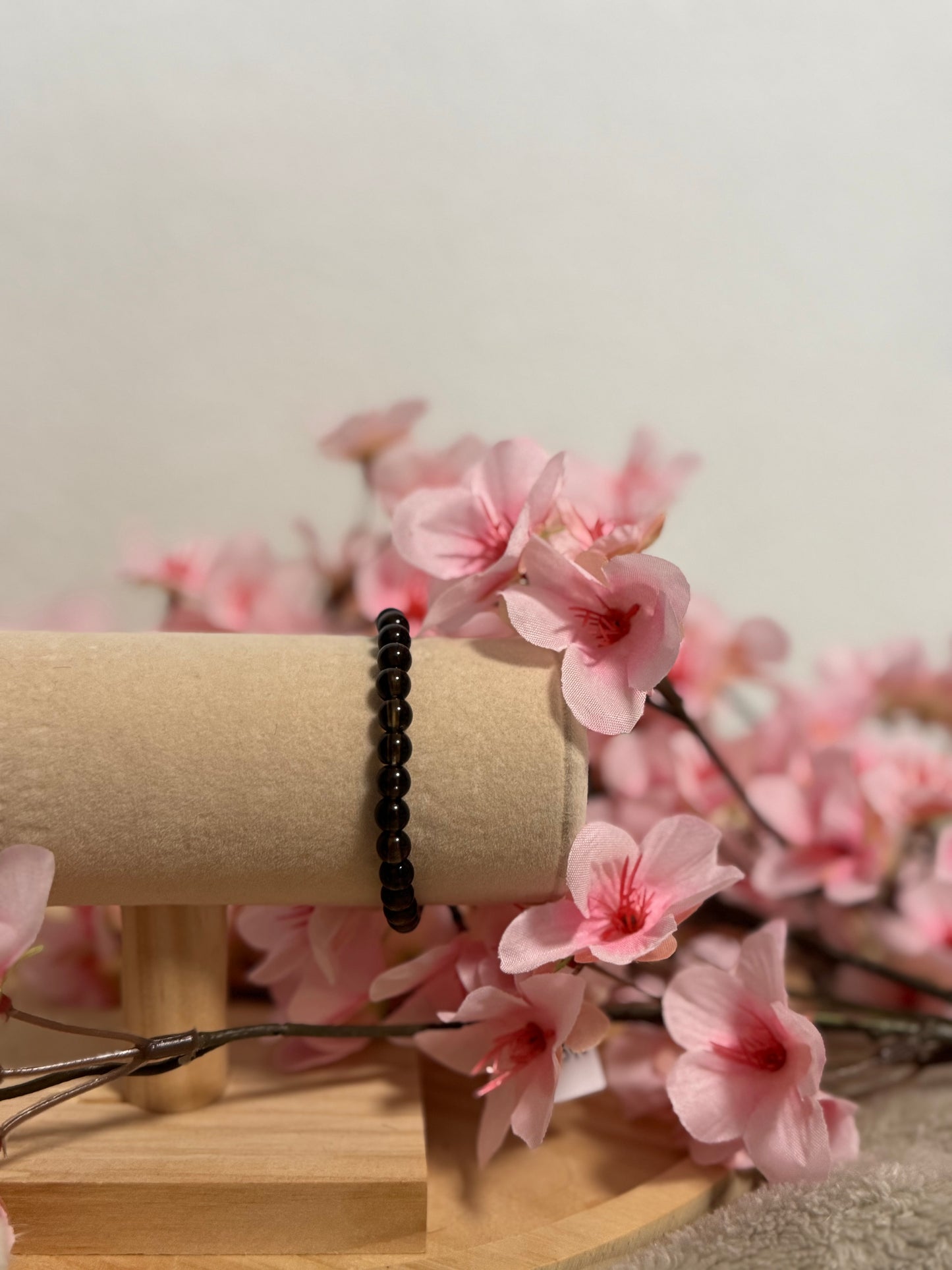 Bracelet Quartz fumé  6mm Élastique