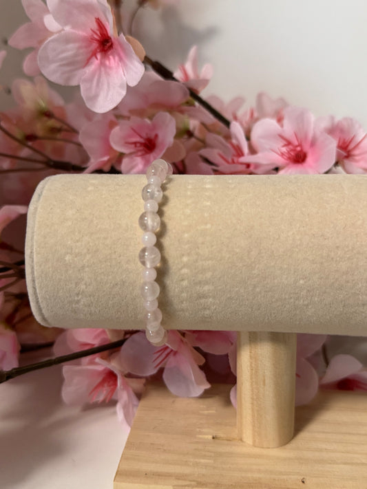 Bracelet Quartz rose 4mm-6mm Élastique