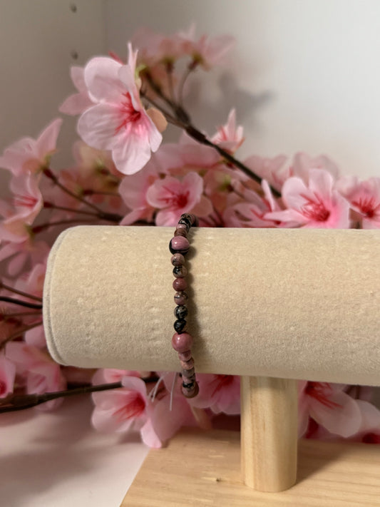 Bracelet Rhodonite 4-6mm Élastique
