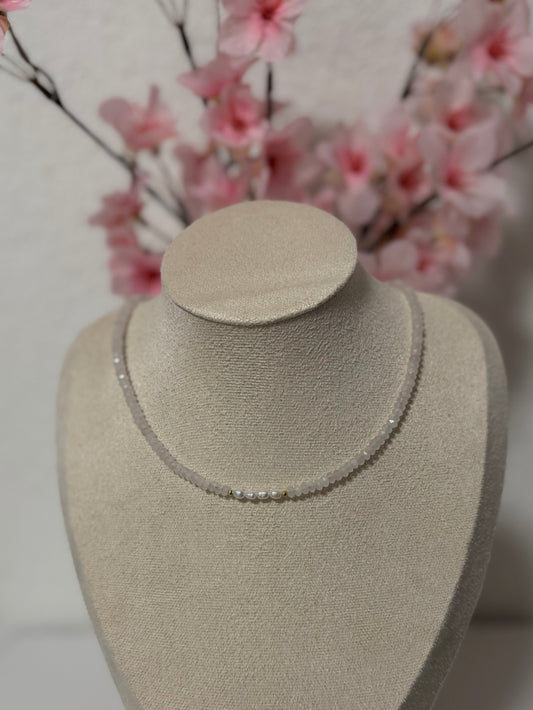 Collier Quartz rose - Nacre