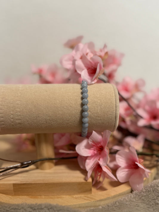 Bracelet Angélite 6mm Élastique