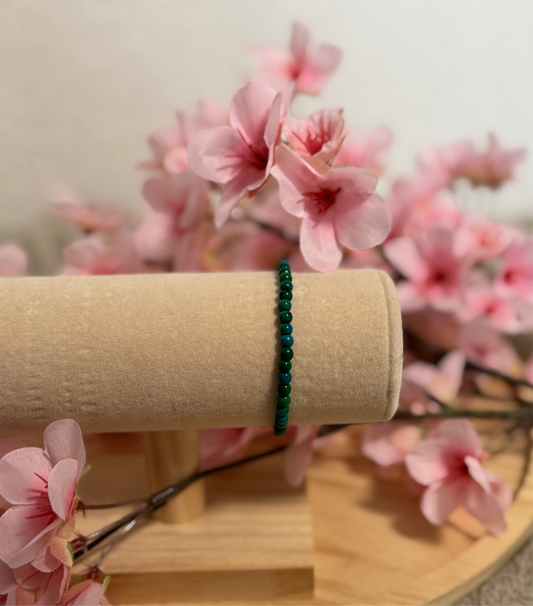 Bracelet Azurite-Chrysocolle 4mm Élastique